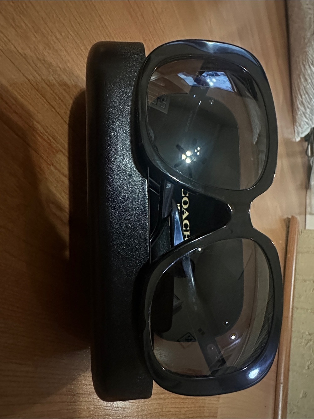 Coach Glossy Black Oversized Square Sunglasses